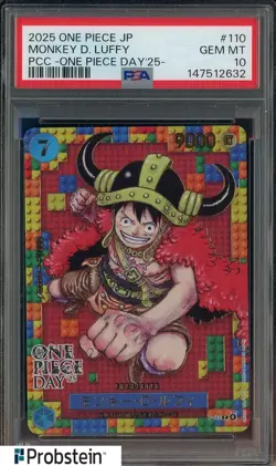 2025 One Piece JPN PCC One Piece Day '25 #110 Monkey D. Luffy PSA 10 GEM MINT - Image 1