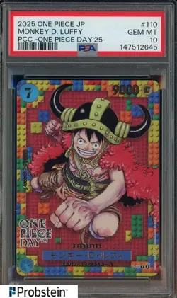 2025 One Piece JPN PCC One Piece Day '25 #110 Monkey D. Luffy PSA 10 GEM MINT - Image 1