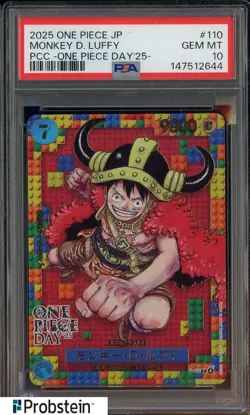 2025 One Piece JPN PCC One Piece Day '25 #110 Monkey D. Luffy PSA 10 GEM MINT - Image 1