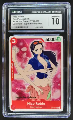 2022 ONE PIECE NICO ROBIN SUPER PRE-RELEASE ST01-008 CGC 10 PT - Image 1