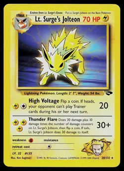 Pokemon Card - Lt. Surge's Jolteon Gym Challenge 28/132 Unlimited Rare - Image 1