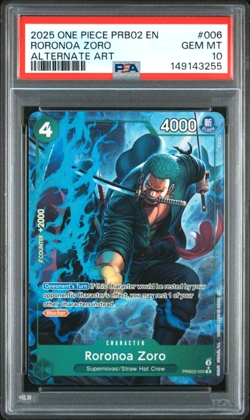 ONE PIECE RORONOA ZORO 2025 PRBO2-CARD THE BEST- VOL.2 ALT ART #006 PSA 10 - Image 1