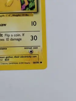 Pokemon Card Pikachu 058/102 Base Set Regular US - Image 4