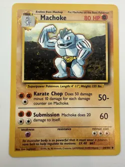 Machoke 1999 Pokemon TCG Base Set #34/102 Unlimited Regular Card Uncommon LP - Image 1