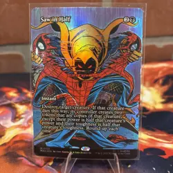 Saw in Half Borderless Comic FOIL NM Marvel Spiderman MTG MAGIC THE GATHERING - Image 1