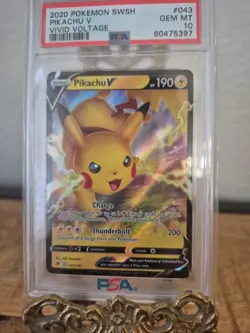 2020 Pokemon Sword & Shield Vivid Voltage - Pikachu V #043/185 - PSA 10 GEM MINT - Image 1