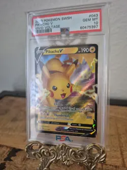 2020 Pokemon Sword & Shield Vivid Voltage - Pikachu V #043/185 - PSA 10 GEM MINT - Image 5