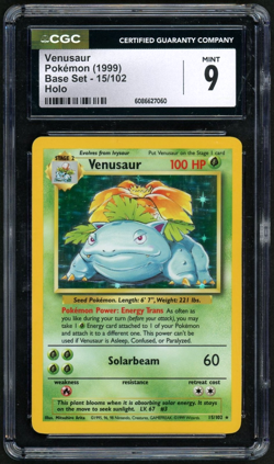 Pokemon Venusaur 1999 Base Set 15/102 Holo CGC 9 - Image 1