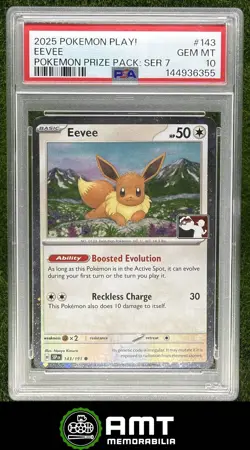 Eevee PSA 10 2025 Pokemon Play Prize Pack Series 7 Surging Sparks #143/191 6355 - Image 1