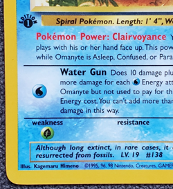 1st Edition Omanyte - Fossil - #52/62 - Vintage Pokemon Card 1999 WOTC - Image 5