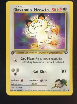 2000 Pokemon Gym Challenge #74/132 Giovanni's Meowth NM - Image 1