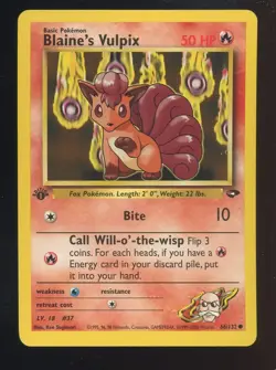 2000 Pokemon Gym Challenge #66/132 Blaine's Vulpix NM - Image 1