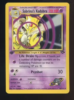 2000 Pokemon Gym Challenge #58/132 Sabrina's Kadabra NM - Image 1