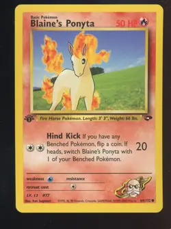 2000 Pokemon Gym Challenge #64/132 Blaine's Ponyta NM - Image 1