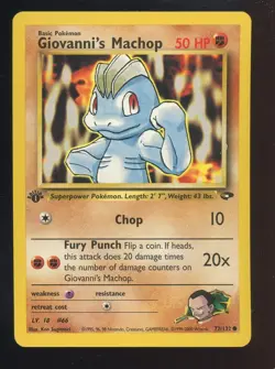 2000 Pokemon Gym Challenge #72/132 Giovanni's Machop NM - Image 1