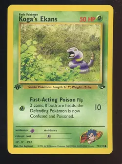 2000 Pokemon Gym Challenge #77/132 Koga's Ekans NM - Image 1