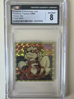 Arcanine Evolution Pokemon Topsun Sticker Set 1998 Prism Holo CGC 8 Pop 1 - Image 1