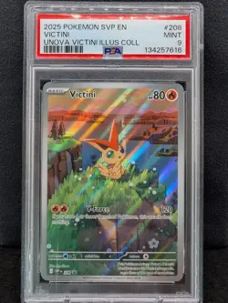 2025 Pokemon Black Bolt SVP-EN Victini Black Star Promo SVP 208 PSA 9 Mint - Image 1