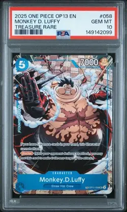 ONE PIECE MONKEY D. LUFFY 2025 OP13-CARRYING ON HIS WILL #058 PSA 10 - Image 1