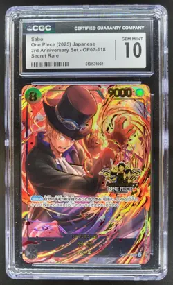 2025 ONE PIECE JP SABO SECRET RARE OP07-118 CGC 10 PT - Image 1