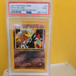 PSA 9 2001 Entei Reverse Holo #34 Pokemon TCG Movie 3 Black Star Promo Mint - Image 1