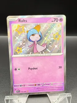 Pokemon TCG Ralts Card 153/091 SV Paldean Fates Shiny Rare - Image 1