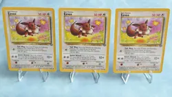 Eevee 51/64 Jungle Set x3 Lot Pokemon Cards WOTC 1999 Kagemaru Himeno - Image 1