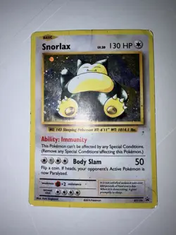 Pokemon Snorlax XY179 Promo Holo 130 HP Immunity Body Slam Card 2016 Rare cosmos - Image 3