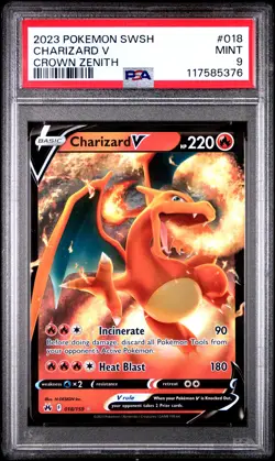 2023 POKEMON SWORD & SHIELD CROWN ZENITH #018 CHARIZARD V PSA 9 - Image 1