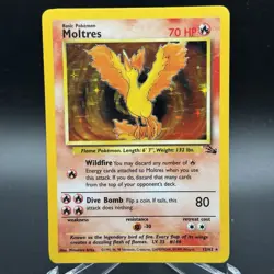 Moltres - 12/62 Fossil Unlimited Holo Rare Pokemon - MP - Image 1