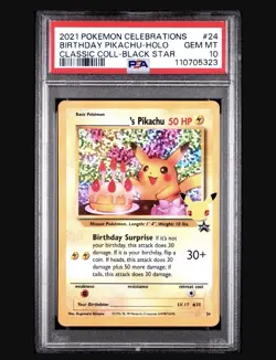 2021 POKEMON CELEBRATIONS CLASSIC COLL #24 BIRTHDAY PIKACHU-HOLO PSA 10 - Image 1