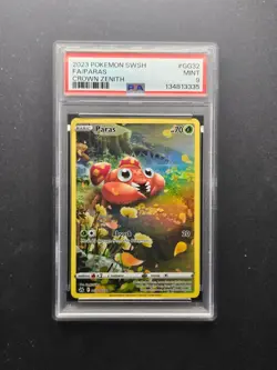 PSA 9 MINT Pokemon 2023 Crown Zenith Paras GG32/GG70 Galarian Gallery Full Art - Image 1