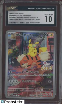 2023 Pokemon Japanese Scarlet & Violet Promos 098/SV-P Detective Pikachu CGC 10 - Image 1