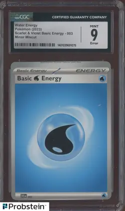 2023 Pokemon Scarlet & Violet Water Energy Minor Miscut CGC 9 MINT ERROR - Image 1