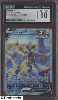2021 Pokemon Chilling Reign 166/198 Zeraora V CGC 10 GEM MINT - Image 1