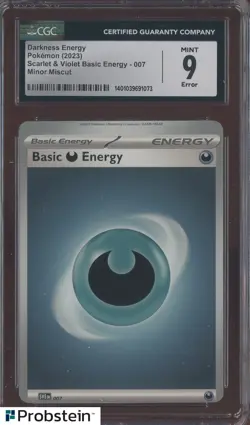 2023 Pokemon Scarlet & Violet Darkness Energy Minor Miscut CGC 9 MINT ERROR - Image 1