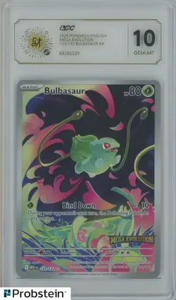 2025 Pokemon Mega Evolution #133 Bulbasaur Illustration Rare LCC 10 GEM MINT - Image 1