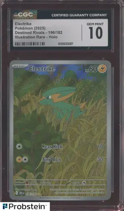 2025 Pokemon Destined Rivals 196/182 Electrike IR CGC 10 GEM MINT - Image 1