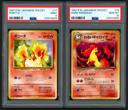 1997 POKEMON JPN ROCKET PONYTA + DARK RAPIDASH PSA GRADED SEQUENTIAL SET - Image 1
