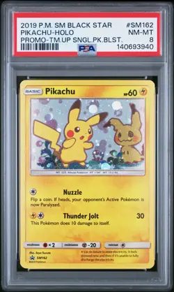 Pikachu Holo SM162 PSA 8 - 2019 Pokemon SM Promos Team Up Blister - Image 1