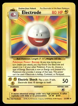 Electrode 21/102 Rare Base Set Unlimited Pokemon Lightly Played - Image 1