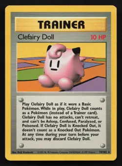 Clefairy Doll 70/102 Rare Base Set Unlimited Pokemon Moderately Played - Image 1