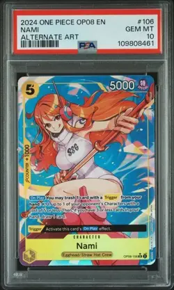 PSA 10 2024 ONE PIECE OP08-TWO LEGENDS #106 NAMI ALTERNATE ART - Image 1