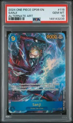 ONE PIECE SANJI 2024 OP06-WINGS OF THE CAPTAIN #119 ALTERNATE ART PSA 10 - Image 1