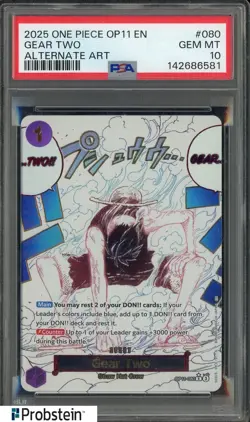 2025 One Piece OP11 EN #080 Gear Two Alternate Art PSA 10 GEM MINT - Image 1