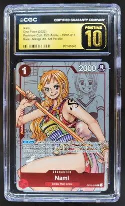 2022 ONE PIECE NAMI RARE MANGA ALT ART 25TH OP01-016 CGC 10 PRISTINE PT - Image 1