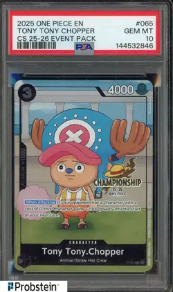2025 One Piece EN Championship 25-26 Event Pack #065 Tony Tony Chopper PSA 10 - Image 1