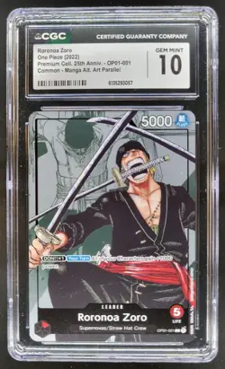2022 ONE PIECE RORONOA ZORO MANGA ALT ART 25TH OP01-001 CGC 10 PT - Image 1