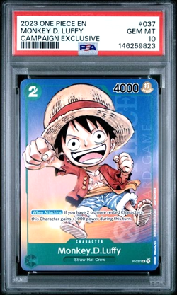 ONE PIECE MONKEY D. LUFFY 2023 CAMPAIGN EXCLUSIVE PROMOS #037 PSA 10 - Image 1