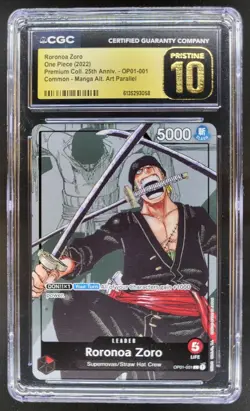 2022 ONE PIECE RORONOA ZORO MANGA ALT ART 25TH OP01-001 CGC 10 PRISTINE PT - Image 1